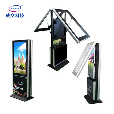 totem digital do signage do monitor do écran sensível exterior fino super dobro do lcd do lado